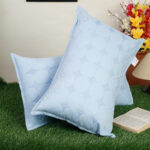HOSTA HOMES Set of 2 Geometric Embroidered Pure Cotton Pillow Covers with Zip Closure - Blue