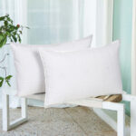 HOSTA HOMES Set of 2 Floral Embroidered Pure Cotton Pillow Covers with Zip Closure - White