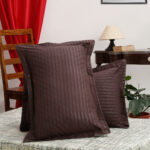 HOSTA HOMES Set of 2 Striped Cotton Pillow Covers with Zip Closure - Brown