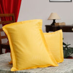 HOSTA HOMES Set of 2 Striped Cotton Pillow Covers with Zip Closure - Yellow