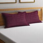 HOSTA HOMES Set of 2 Striped Cotton Pillow Covers with Zip Closure - Purple