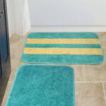Striped Pattern Anti Skid Bath Mats Pack of 2 ( 16 X 24 Inch) By Hosta Homes - Green