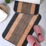 Striped Pattern Anti Skid Bath Mats Pack of 2 (16 X 24 Inch) By Hosta Homes - Black