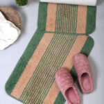 Striped Pattern Anti Skid Bath Mats Pack of 2 (16 X 24 Inch) By Hosta Homes - Green